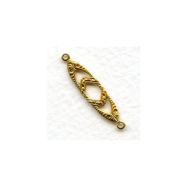 Openwork Art Deco Style Connectors Raw Brass 28mm (12)