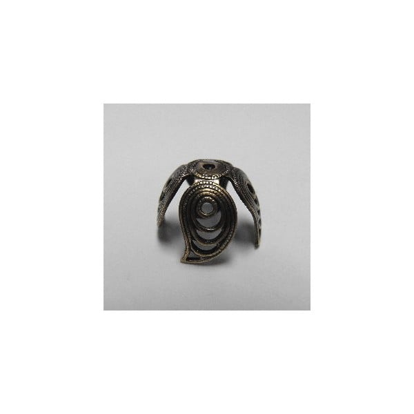 Grand Filigree Petals 13mm Bead Cap Oxidized Brass (6)