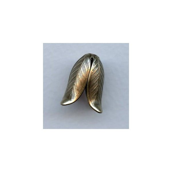 Leaves or Petals 18mm Bead Caps Oxidized Brass (2)