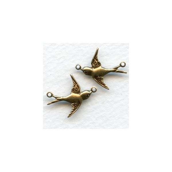 Flying Bird Connectors Oxidized Brass Right and Left (6 pairs)