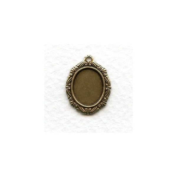 Ornate Pendant Settings 12x10mm Oxidized Brass (12)