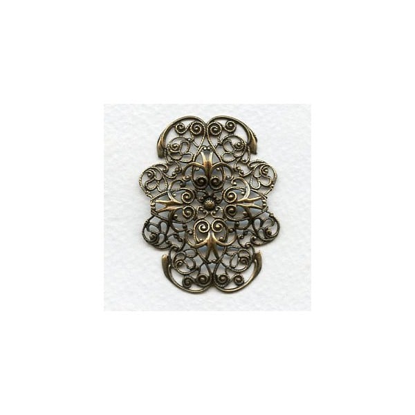 ^Filigree Rectangle Oxidized Brass 48x37mm (1)