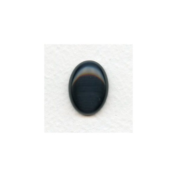 Cat's Eye Effect Dark Gray Glass Cabochons 20x15mm
