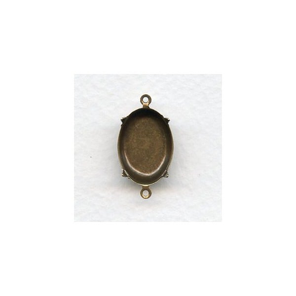Setting Connectors 18x13mm Oxidized Brass Closed Back (12)