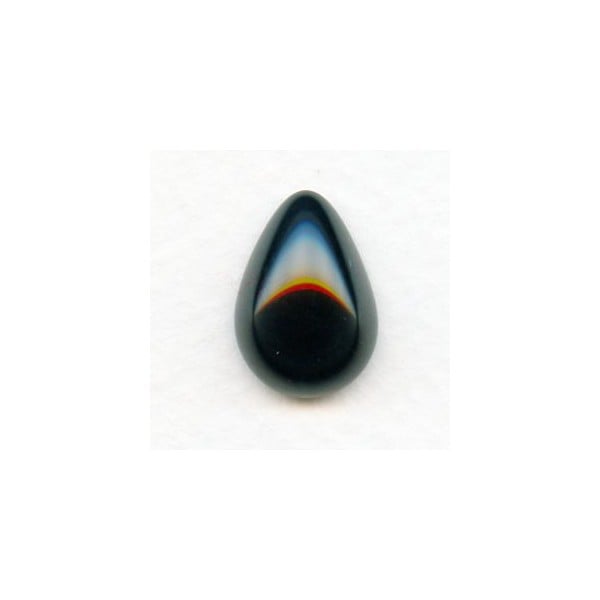 ^Jet Glass Pear Shape Cabochon 18x13mm