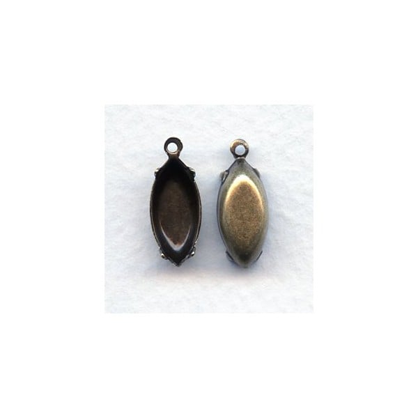 Navette Settings Oxidized Brass 15x7mm 1 Loop (12)