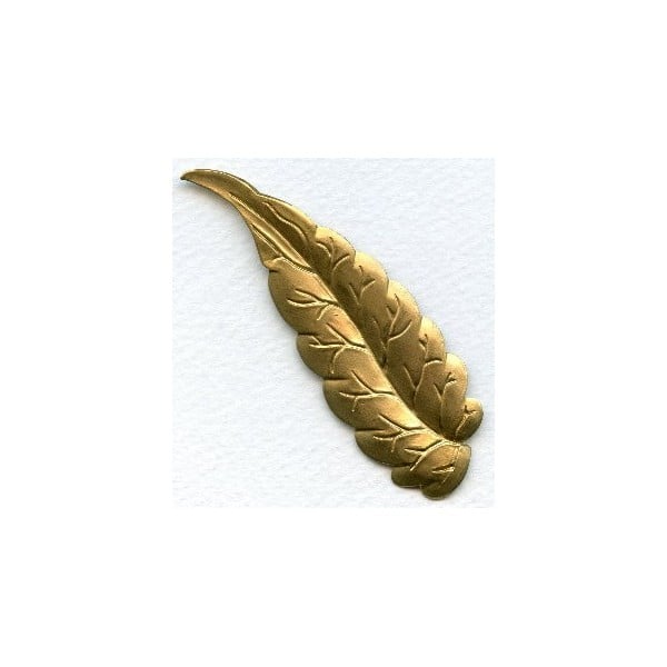 ^Long Slender Leaf Stamping in Raw Brass 77mm (6)