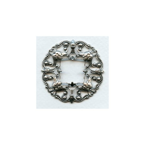 Filigree Frame Stamping Oxidized Silver 48mm