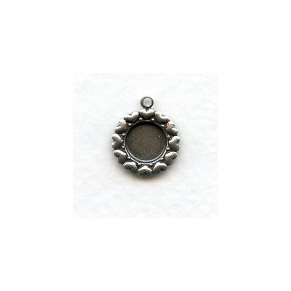 Hearts Border Settings 7mm Oxidized Silver (12)