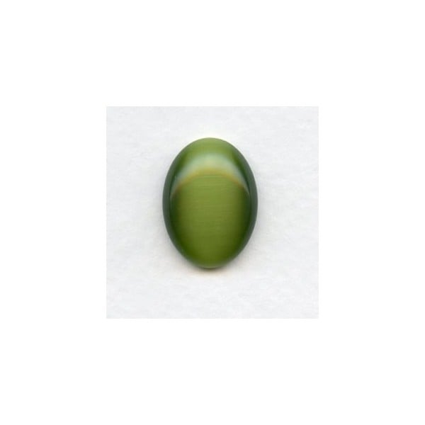 Cat's Eye Effect Olivine Glass Cabochons 20x15mm