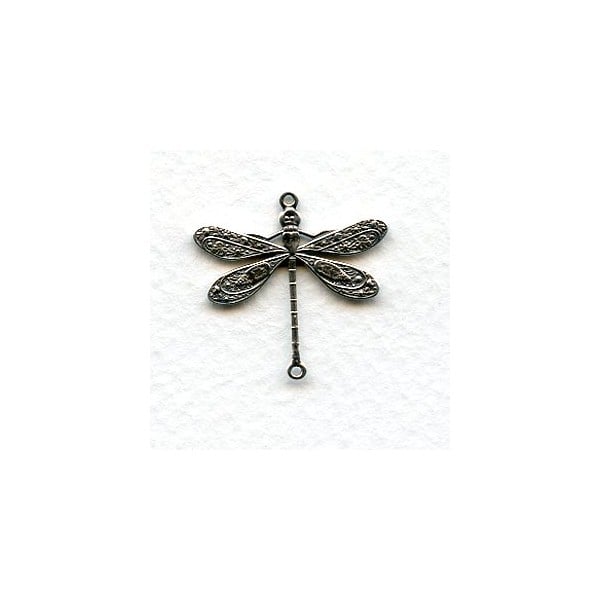 Victorian Style Dragonfly Connectors Oxidized Silver 24mm (3)