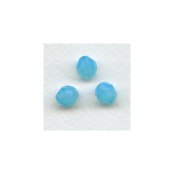 Aqua Opal Fire Polished Round Faceted Beads 8mm