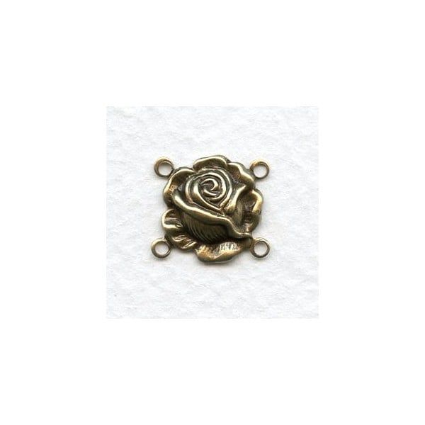 Small Rose Connectors Oxidized Brass 14mm (12)