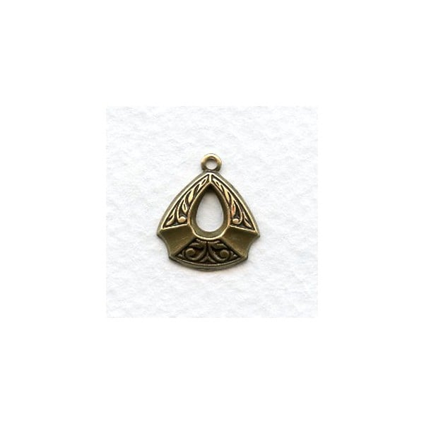 Dramatic Triangle Shape Hoops Oxidized Brass 17mm (4)