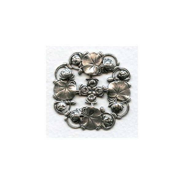 Lily Pad Stampings Oxidized Silver 40mm (2)