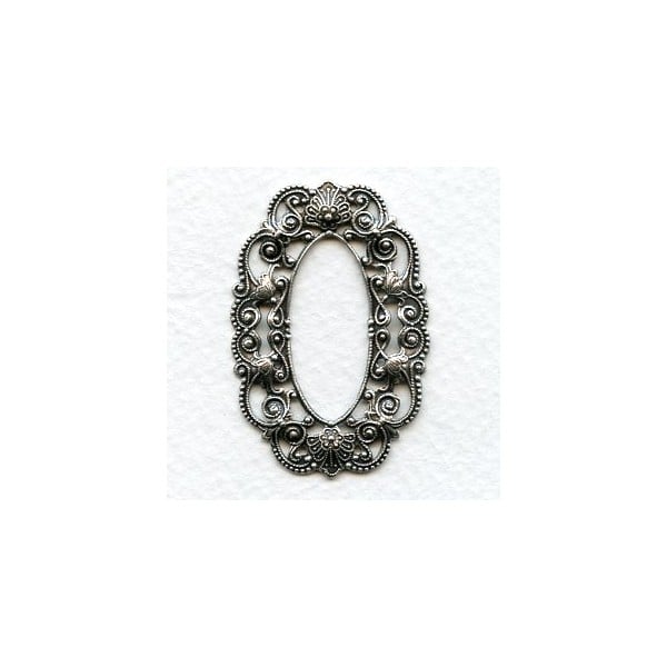 Filigree Oval Frames Oxidized Silver 44x30mm (3)