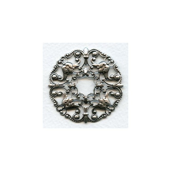 Ornate Openwork Filigree Stamping Oxidized Silver (1)