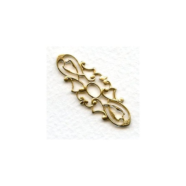 Elaborate Filigree Scrollwork Raw Brass Stamping (6)