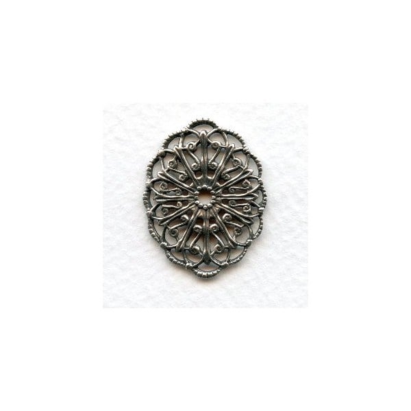 Filigree Ornate Oval 29x22mm Oxidized Silver (6)