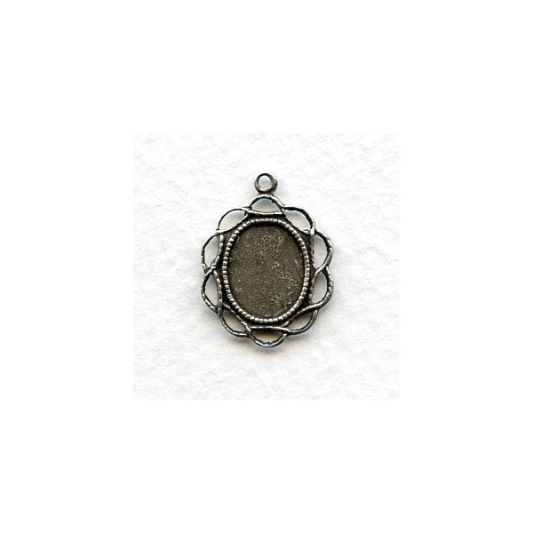 Filigree Settings Oxidized Silver 10x8mm (6)