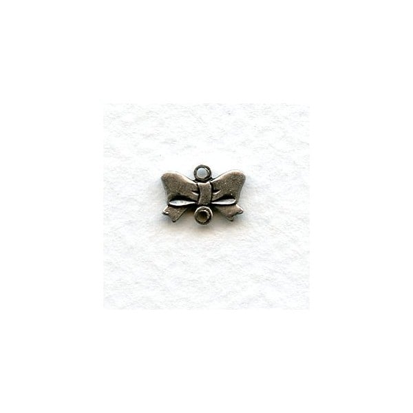 Tiny Bow Connectors Oxidized Silver 10mm (12)