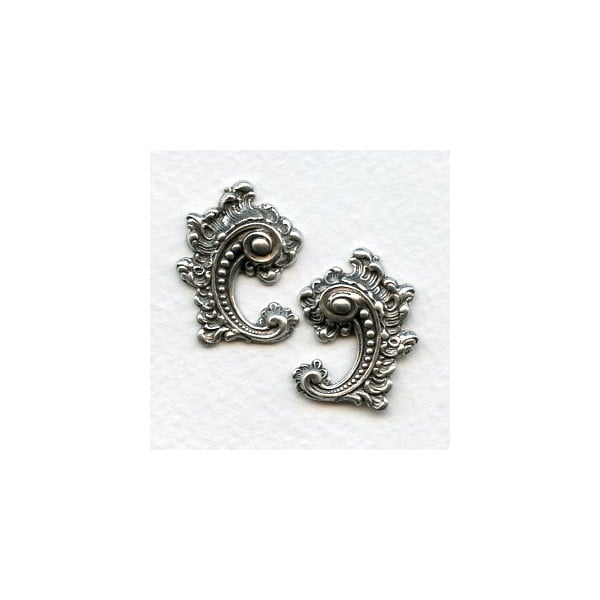 Victorian Details Right Left Flourishes Oxidized Silver