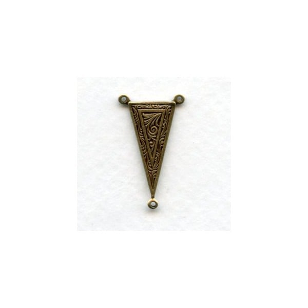 Art Deco Style Triangle 25mm Connectors Oxidized Brass (6)