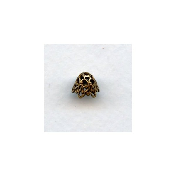 Elaborate Cone Filigree Bead Caps Oxidized Brass (6)