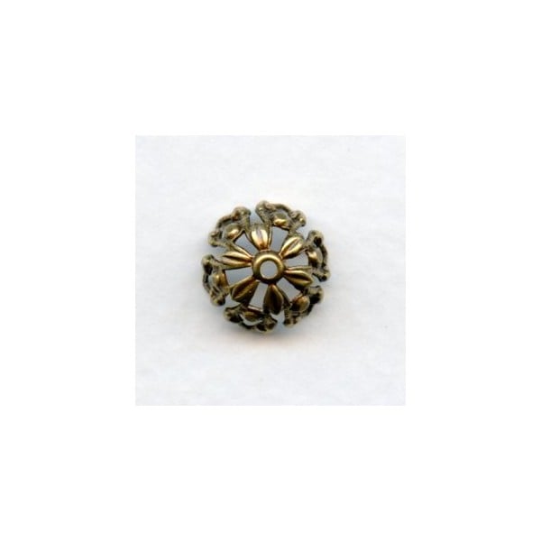 Openwork Bead Caps for Round 11mm Beads Oxidized Brass (6)