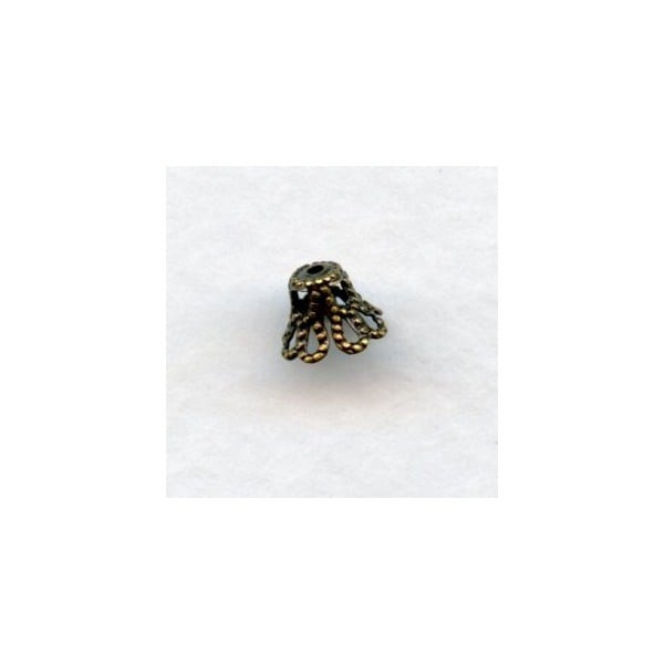 Bell Shape Filigree Bead Caps Oxidized Brass 7mm (30)