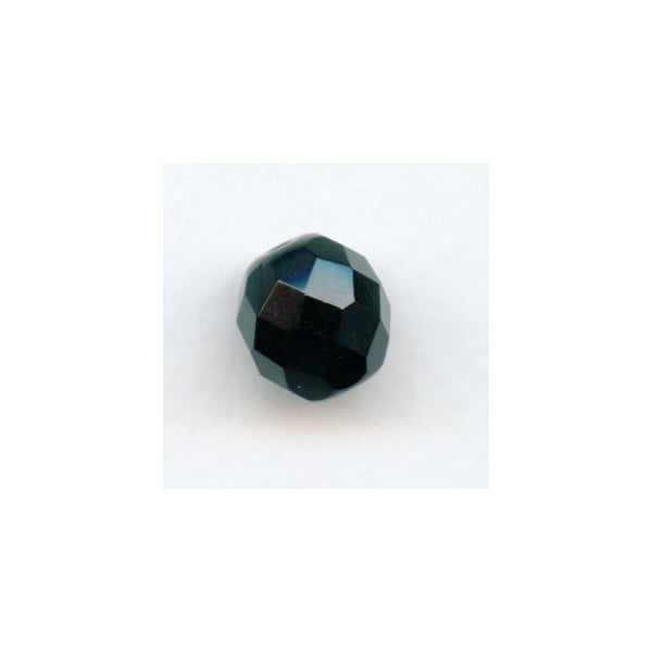 ^Jet Preciosa Cut Round Faceted Beads 12mm