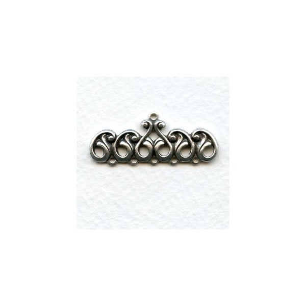 Ornate 5 Strand Connector End Bars Oxidized Silver (2)