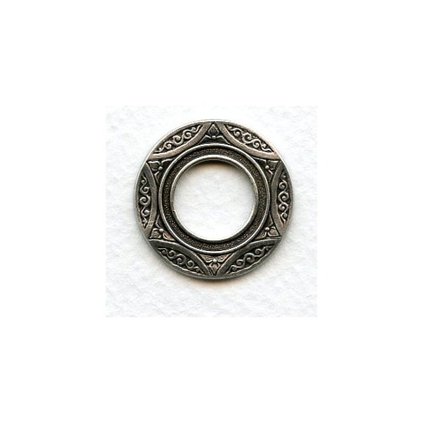 Art Deco Style Porthole Settings Oxidized Silver 26mm (3)