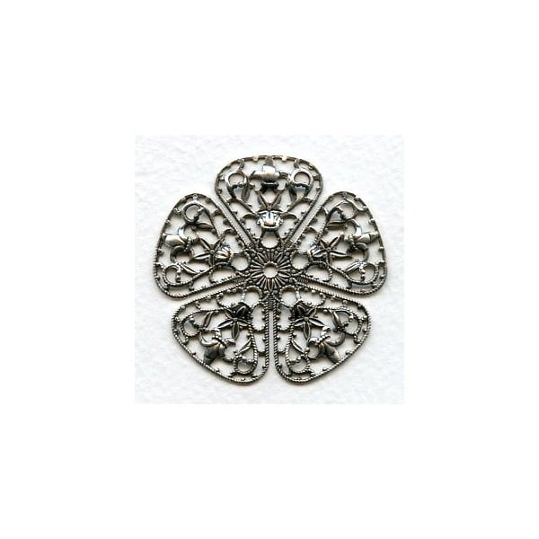 Filigree Flower Shape 45mm Oxidized Silver (1)
