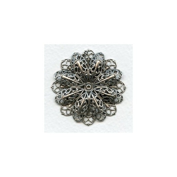 Double Filigree Flower 47mm Oxidized Silver (1)