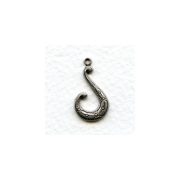 Tendril Hook Stampings Oxidized Silver 22mm (6)