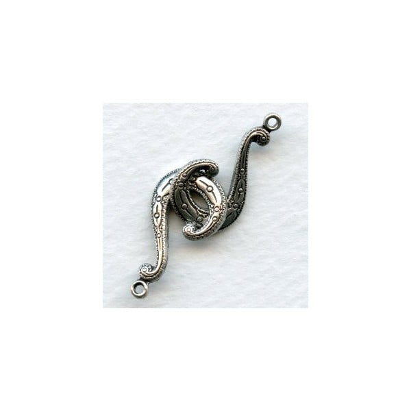 Tendril Hook Stampings Oxidized Silver 22mm (6) - Image 2