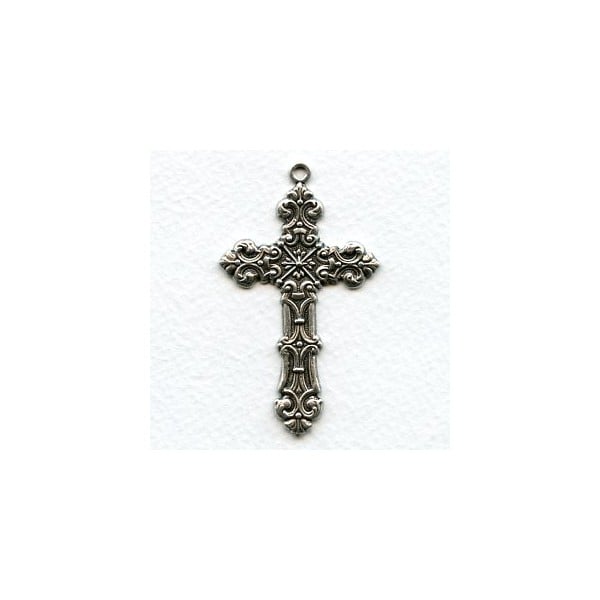 Cross Pendant Oxidized Silver 60mm (1)