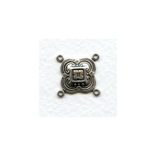 Quatrefoil Connectors Oxidized Silver 4 Loops (6)