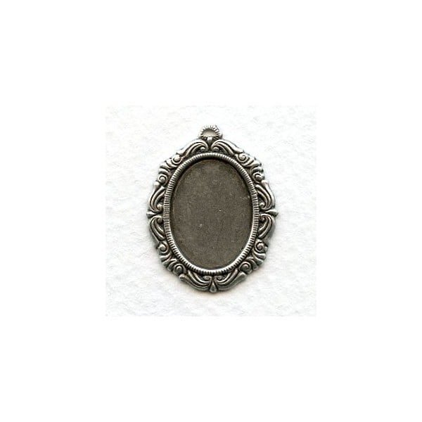 Ornate Detailed Setting 18x13mm Oxidized Silver (6)