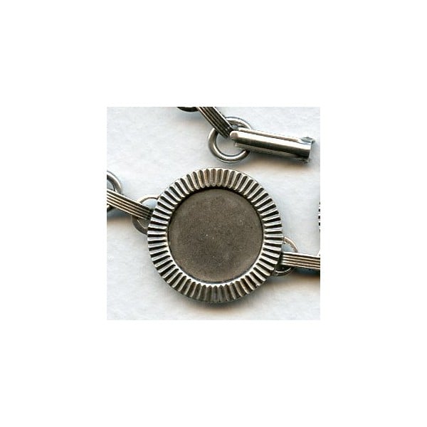Bracelet Finding 15mm Settings Oxidized Silver (1) - Image 2