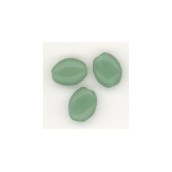 ^Opaque Green 8x6mm Flat Oval Beads from the Czech Republic (24)