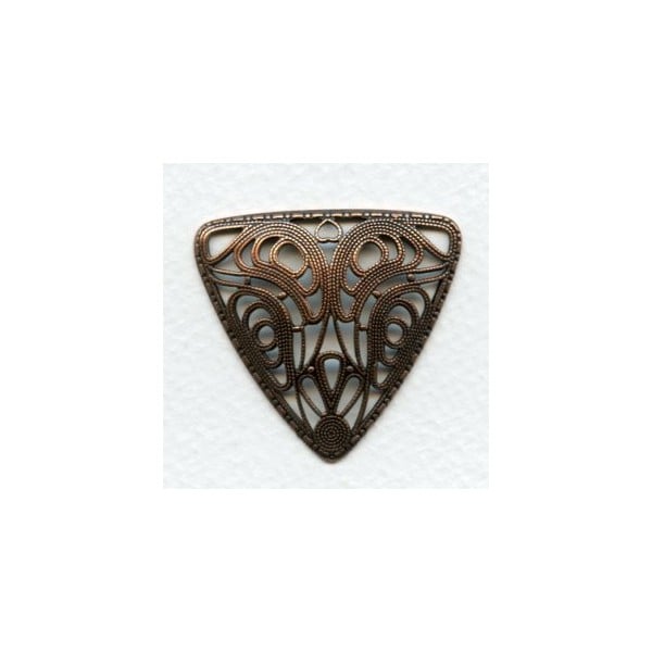 Domed Filigree Triangle Oxidized Copper 37mm (1)