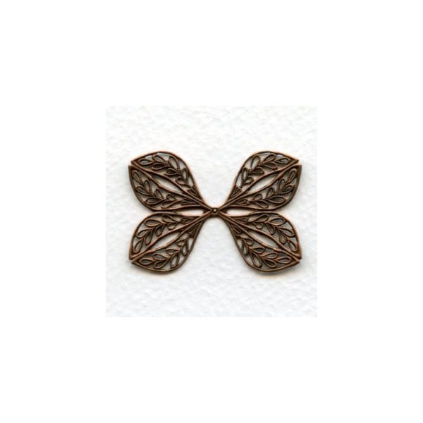 ^Ornate Filigree Flat Wings Oxidized Copper 38mm (1)