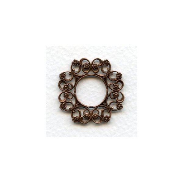Floral Filigree 28mm Frames Oxidized Copper (6)