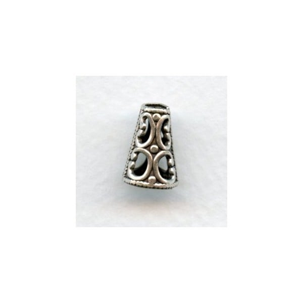 Cone Shape Filigree Bead Cap or Spacer Oxidized Silver (6)