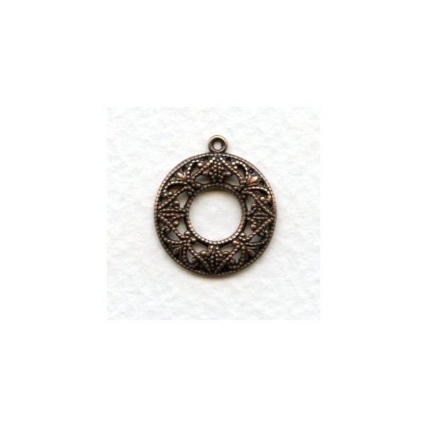 Filigree Round Feminine Hoops Oxidized Copper (12)