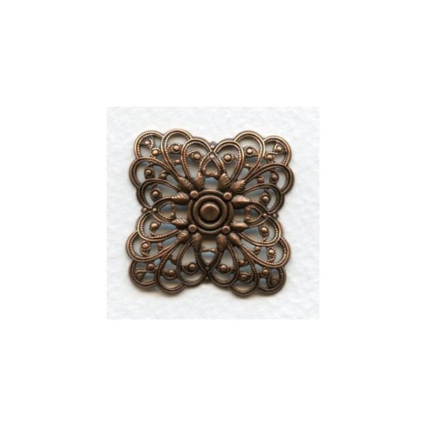 ^Filigree Squares Great Size 31mm Oxidized Copper (3)