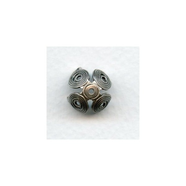 Grand Filigree Petals 13mm Bead Cap Oxidized Silver (6)