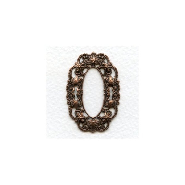 Filigree Oval Frames Oxidized Copper 44x30mm